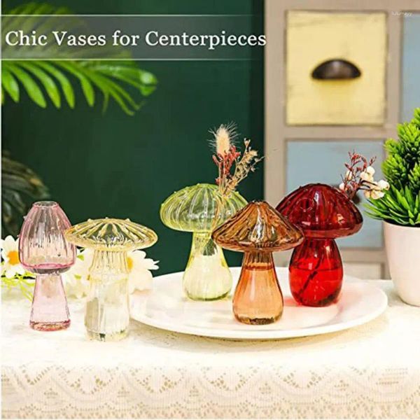 Vases en verre en verre Vase Unique Mushroom Planteur pour décoration intérieure Station de propagation de plante mignonne Femmes d'intérieur hydroponiques