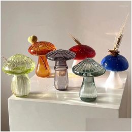 Vazen Glas Paddestoel Bloem Decoratie Desktop Living Mini Ornament Kamer Fles Transparant Creatieve Vaas Drop Levering Huis Tuin Dhutf