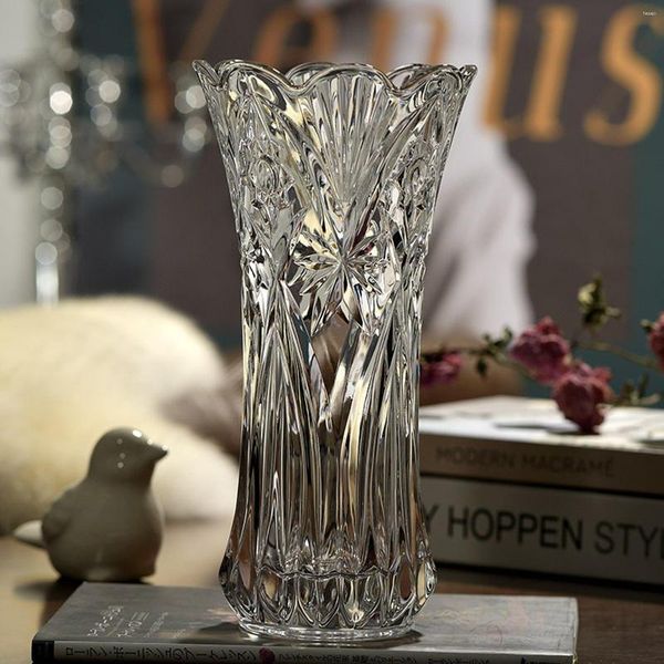 Vases Vase en Verre Bibliothèque De Style Européen Décor De Bureau Minimaliste Grande Capacité Arrangement De Fleurs pour La Famille Amis Voisins Cadeau