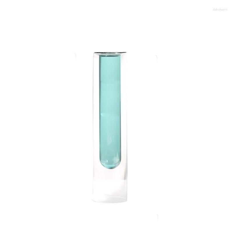 Vaser Glass Vase Nordic Style Double-Layer Multi-Color Creative Transparent Hydroponic Dried Flower Ornament för heminredning