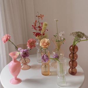 Vases Vase en verre décoration en pot Vase décoratif nordique Vase hydroponique Terrarium Arrangement conteneur fleur Table Vase 230204