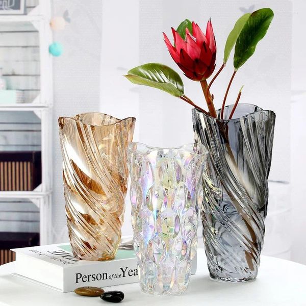 Jarrones Vase de vidrio Suministros de fábrica al por mayor Cilíndrico Cristal transparente de decoración para el hogar Flower Flor de boda nórdica