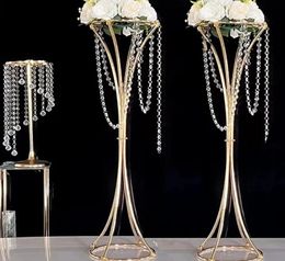 Vases Gold Flower Stand Metal T Road Road Wid Wedding Centroce Flowers Rack pour la décoration de la fête d'événement