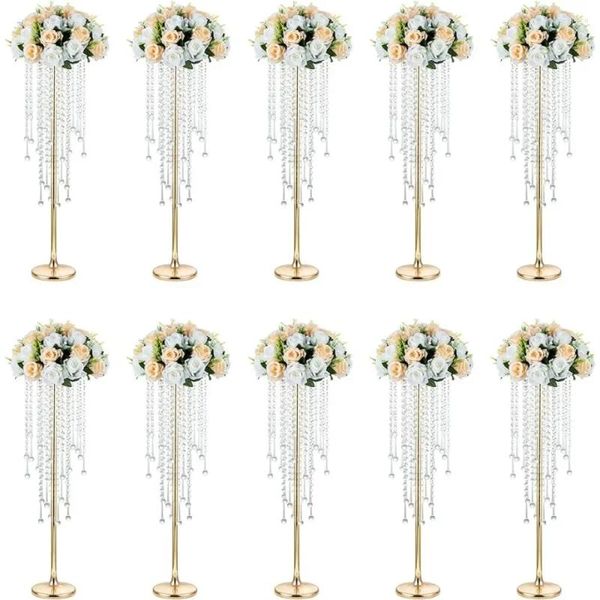 Vases Gold for Weddings - 10 PCS 29,5 pouces de haut en cristal fleurispèces Centres de cartes