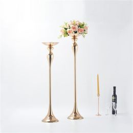 Vazen goud /zilveren bloemenrek 75/95 cm lange kaarsenhouder trouwtafel centerpieces vaasdecoratie evenement feest wegleider