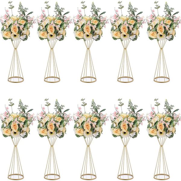 Vases Gold / White Flower Stand 70cm / 50cm Metal Road Road Wedding Mariage Centroce Flowers Rack pour la décoration de la fête d'événement