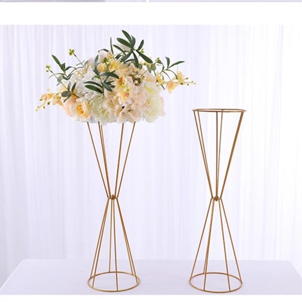 Vases Gold / White Flower Stand Metal Road Sead Wedding Centroce Piece de fleurs Rack pour la décoration de la fête d'événement