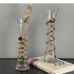 Vases Golden Python Enroulement en verre transparent Vase Vase Hydroponic Pots de fleur décoration Décoration de bureau