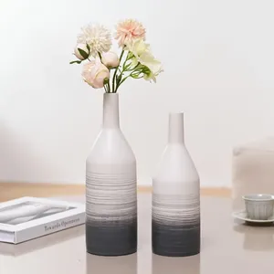 Vases Grey Set de 2 hauteurs en céramique blanc moderne Vase Cadeau idéal pour la décoration de la Saint-Valentin