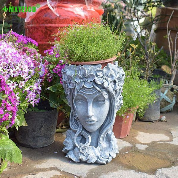 Vases tête de déesse grecque bonsaï, Pots de fleurs succulents, conteneur d'arrangement de fleurs de bureau, décorations artistiques faites à la main