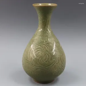 Vases vertes chinoises antique à fleurs sculptées motif de fleurs en porcelaine japonaise Vase Bud Ceramic Artisanat