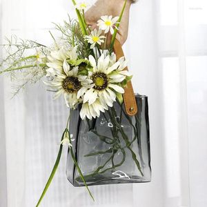 Vazen grijs glazen handtas vaas voor woning decor moderne kunst bloemen centerpieces woonkamer keukenkantoor bruiloft