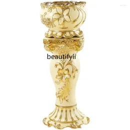 Vases Gy Gy European Floor Ceramic Vase Decoration Home Decoration Villa Halway Living Room TV Cabinet Artificial Flower Set