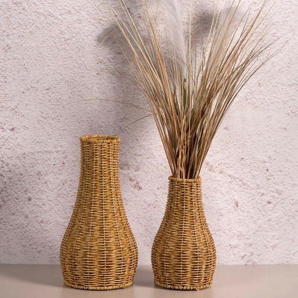 Vases Vases tissées à rotin vase Imitation Vine Flower Pot Ornaments Doy Arrangement Container For Farmhouse Home Living Room Decor