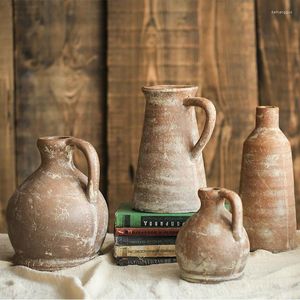 Vazen Handgemaakte Franse Retro Keramische Vaas Vintage Bloem Land Artistiek Aardewerk Pot Decoratie Thuis Lucky