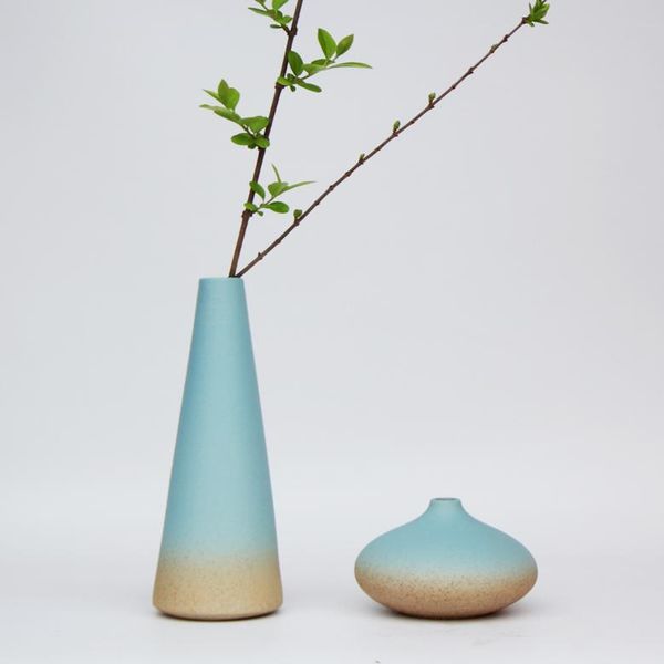 Vases faits à la main Jingdezhen céramique poterie Vase fleur bleu méditerranéen moderne fleuron Mini conteneur hydroponique