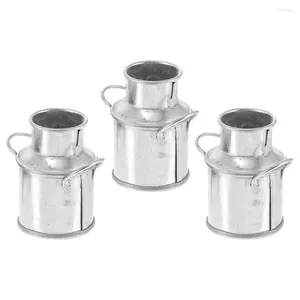 Jarrones Happy Yami Mini Retro Lata de Leche Jarrón Galvanizado Jarra Metal Flor Casa de Muñecas Miniatura Maceta Hogar Cocina Sala