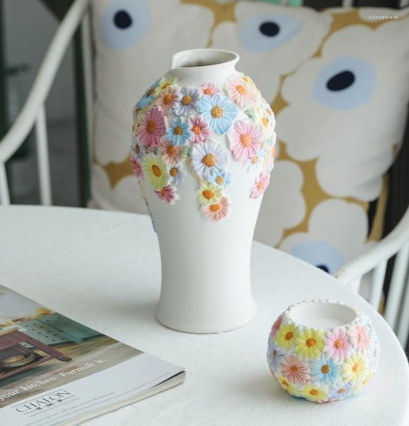 Vases de guérison créatif fleur peint à la main Vase bougeoir nouveauté cadeau décoration de la maison décor moderne HP90902