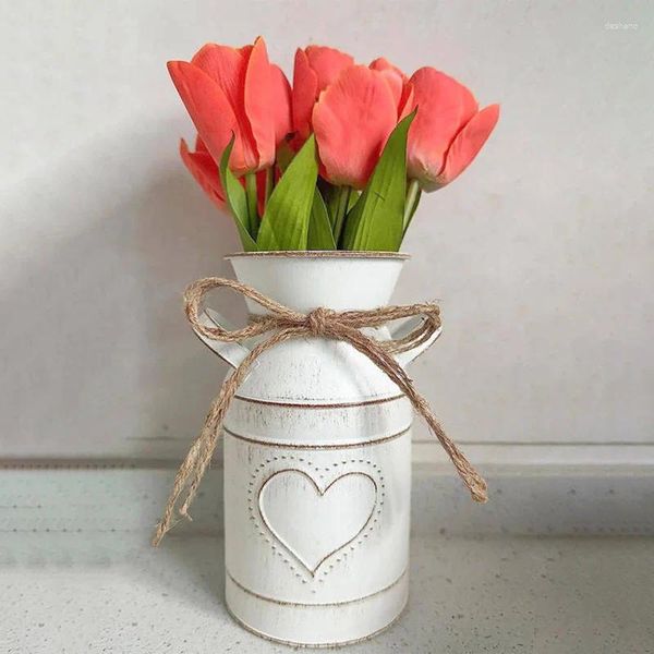 Vases coeur motif de fleur seau shabby chic cruche vase vintage metal fleurs de style pastoral français jardin de maison décoration