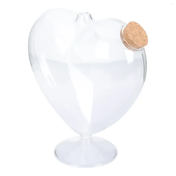 Vases Bocaux en verre transparent en forme de coeur: bouteille de souhaits avec couvercles en liège, bocaux à faveur, bouteille à dérive, petite pour