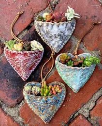 Vases en forme de coeur succulente résine pot de fleurs tenture murale plateau décoration de plante verte