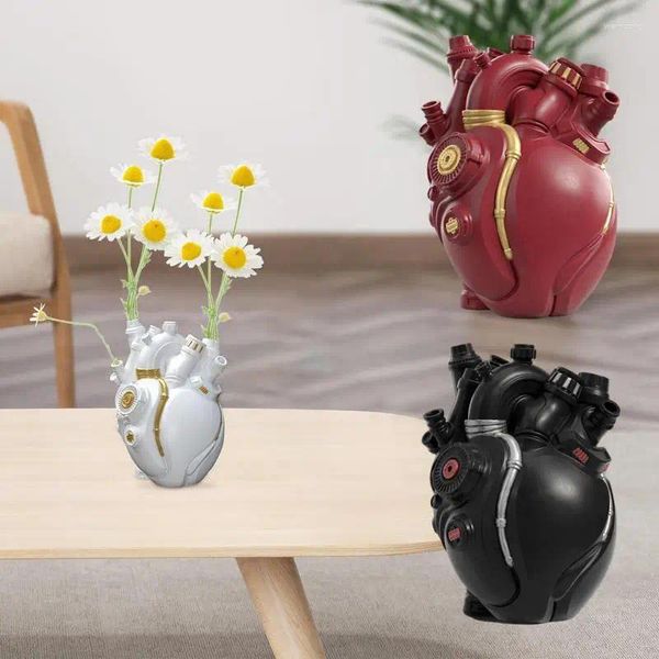 Vases Heart Vase Creative Art Resin Flower Pot Bureau de bureau Décoration de maison pour le salon Table de table à manger de salle de bain