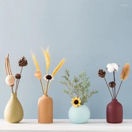 Vasos Vaso pequeno de cerâmica de alta qualidade criativo simples estilo nórdico flor seca enfeites para casa sala de estar quarto decorar