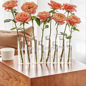 Vases Vase à fleurs à charnière Clear Glass Tube à essai Support suspendu pour la décoration de la maison Conteneur de plantes aquatiques 6/8pcs