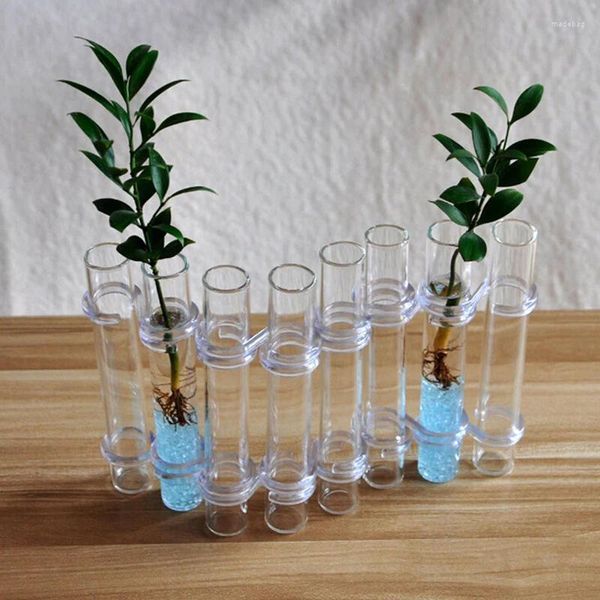 Vases Vase à fleurs à charnière Verre haute transparence avec crochet et brosse Tube à essai Conteneur Plante hydroponique