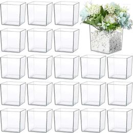 Holdants de vases pièce maîtresse de cube en plastique décor carré carré transparent à la maison décorative contenant vase de vase