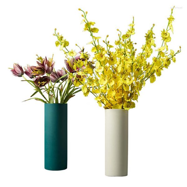Vases maison Vase en céramique décoration salon créatif doux Tube droit fleur dispositif