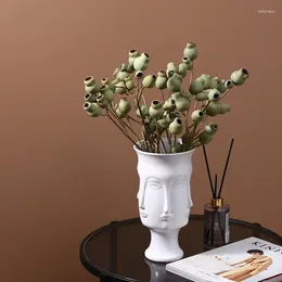 Vases Accueil Chinois Blanc Vitré Visage Vase En Céramique Décoration Salon Échantillon Doux