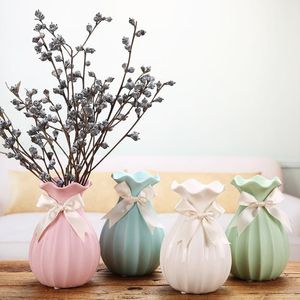 Vases Décor à la maison Vase en céramique Arts chinois Artisanat Bureau Contracté Porcelaine Fleur Rose Bleu Blanc Cadeau créatif