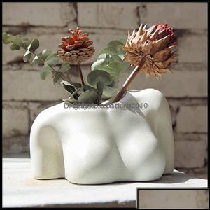 Vazen Home Decor Garden Buste/Billen Scpture Vase Resin Sexy Body Flower Pot Living Room Decoratie Nordic vrouwelijke kunst ornament Drop Lever