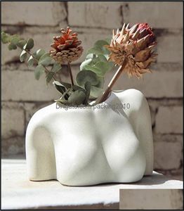 Vases Home Decor Garden Bustbuttocks Scpture Vase Resin Sexy Body Flower Pot Salon Decoration Nordic Female Art Ornement DR8670764