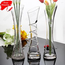 Vases Home Decor Transparent Glass Hydroponic Vase Modern Fashion Dining Table Bureau Small
