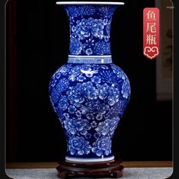 Vases Home Decor Vase Ceramic Decoration bonne vendeurs bleu foncé et artisanat Jarrones Floreros Jarron