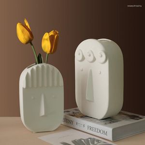 Vazen Home Decoratie Accessoires Creative Abstrac Human Face Design Ceramics Flower Vase Office Desktop Arrangement Container