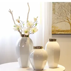 Vases Home Decoration Vase Céramic Placing Gol White Living Room Office Fermé