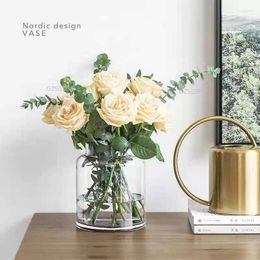 Vases Home Living Room Decoration Hydroponic Container Arrangement de fleurs ins Simple Modern Geometric Transparent Glass Vase