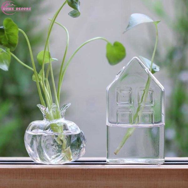 Jarrones para el hogar Flor de vidrio de vidrio de vidrio de vidrio Clear Vase Flower Flower Recipe hidropónico para jardín y decoración del hogar P230411