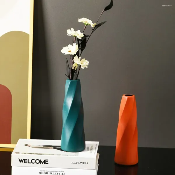 Vases Accueil Vase à fleurs en plastique Blanc Imitation Céramique Arrangement Conteneur Pot Panier Décoration moderne pour fleurs