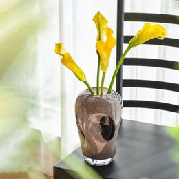 Vases Accueil Taro Pot Noir Vase En Verre Ameublement Ornements Doux Aquaculture Ensemble De Fleurs