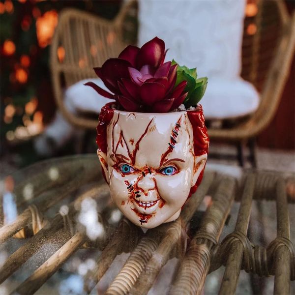 Jarrones Cara Humana Jarrón Retrato Maceta Planta Película De Terror Payaso Adornos De Escritorio Macetas De Resina Decorativas Decoración Del Hogar Decoración Del Jardín 231109