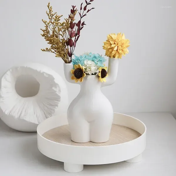 Vases Human Flower Vase Home Decoration Corps Decor Room Decor Résumé Art White Nordic Céramique