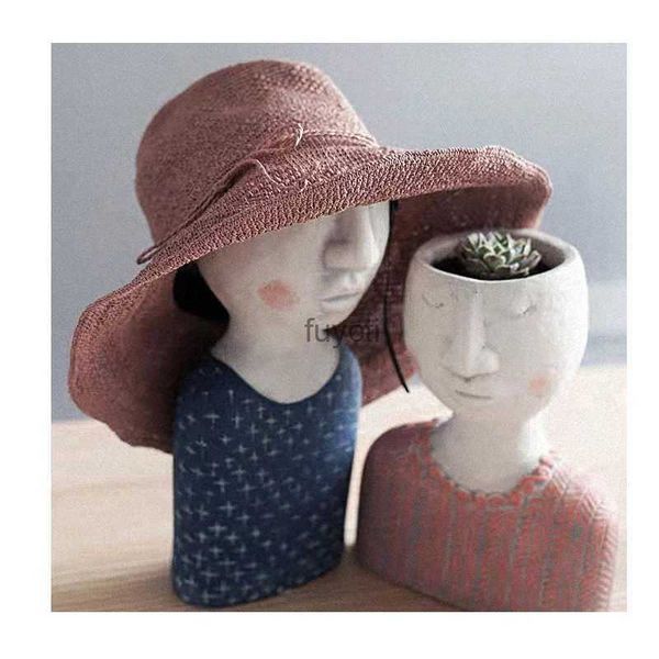 Jarrones Cabeza Humana Maceta-Artes Jarrón-Maceta de Resina- Maceta Personalizada-Maceta de Cara de Mujer Hecha a Mano-Arreglo Floral Decoración del Hogar YQ240117