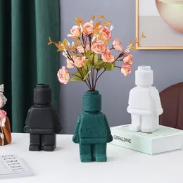 Vases Human Robot Vase Cerramic Creative Home Decor Living Room Office Decoration Fleurs séchées Flower Placement