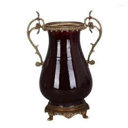 Vases HY Backflow Porcelaine Incrustée Cuivre FU Tube Home Collection Fait à la main Vintage Antique