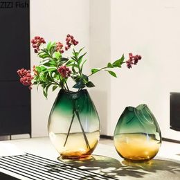 Jarrones Disposición de gradiente decorativo hidropónico Flor de decoración artificial Pots de vidrio Vaso floral creativo transparente