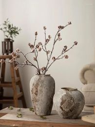 Vases Vase en céramique d'arrangement de fleur hydroponique marbré rétro pots de poterie chinoise décorations décoratives pour les armoires de télévision de salon
